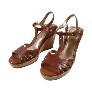ANTONIO Melani Wedge Espadrille Cognac Tan Sandals Size 8.5